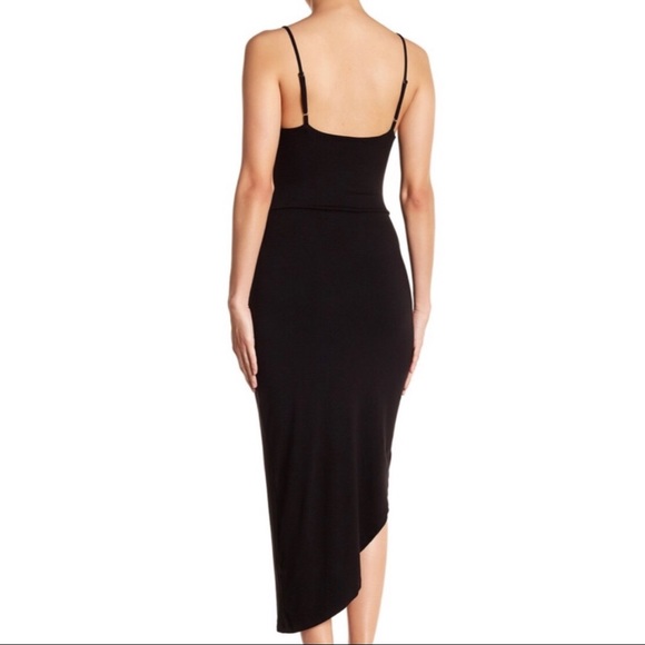 Black Asymmetrical Hem Bodycon Dress - Picture 2 of 2